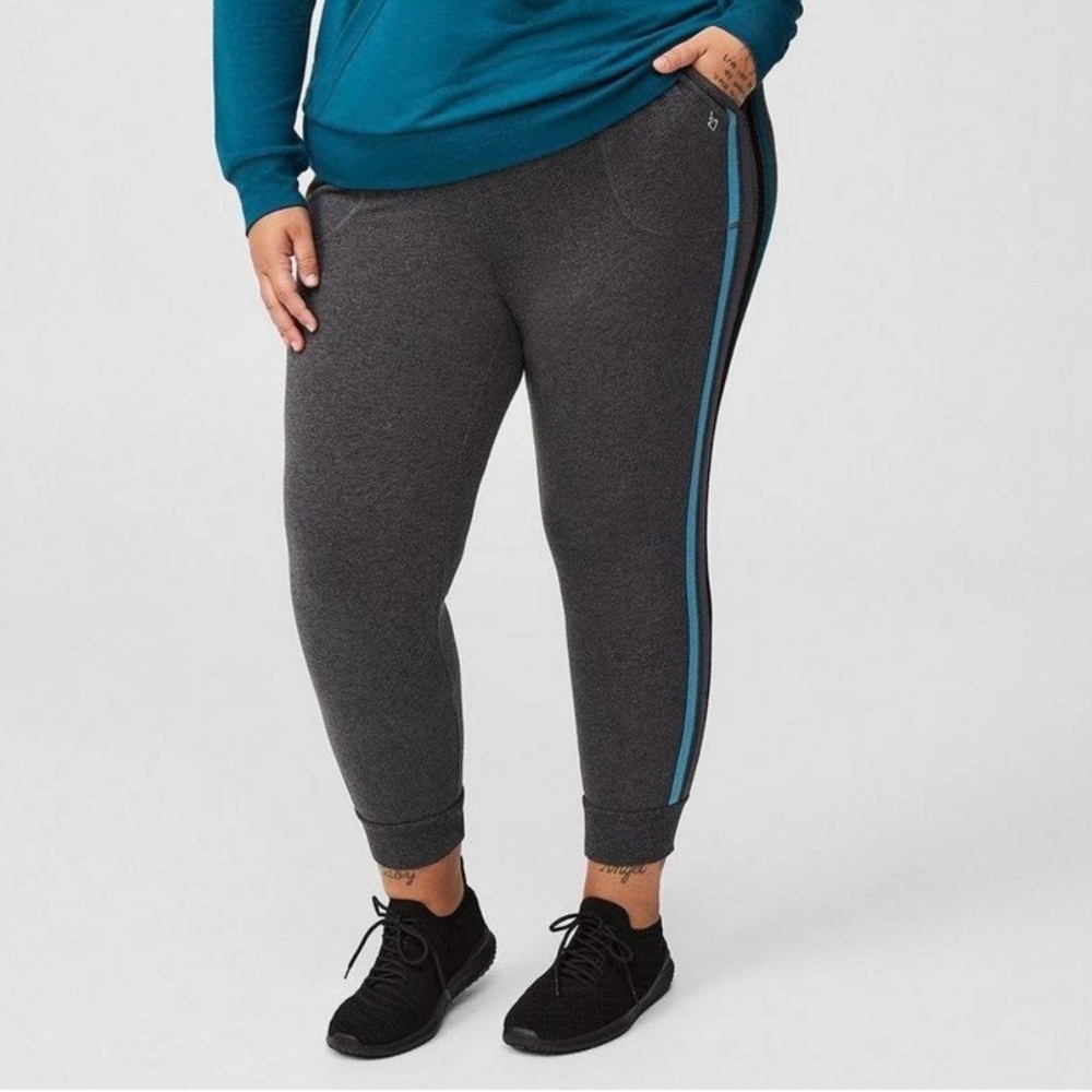 Torrid Charcoal and Teal Track Pants